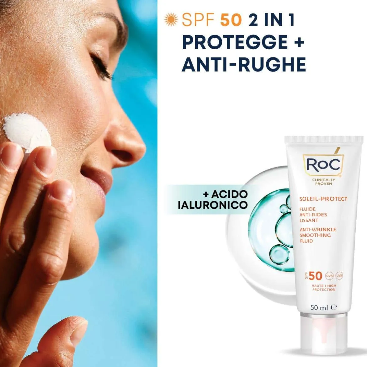 Fluido Solare Viso SPF 50+ Anti-rughe Levigante