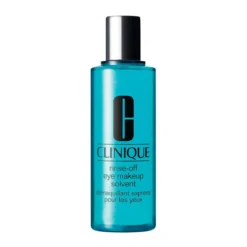Rinse-off eye make-up solvent